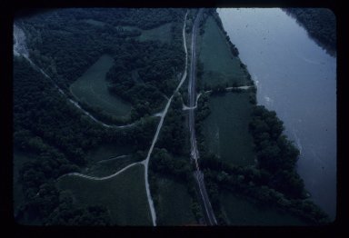 Aerial view of the confluence of Little Walnut Creek and the Missouri River; north is to the left